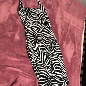 Zebra print halter midi dress